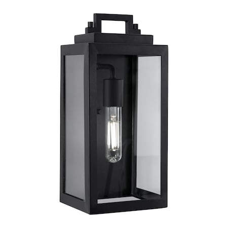 Afx Kansas 14'' Outdoor Sconce, Clear Glass Shade, Black Finish KANW0714MBBK
